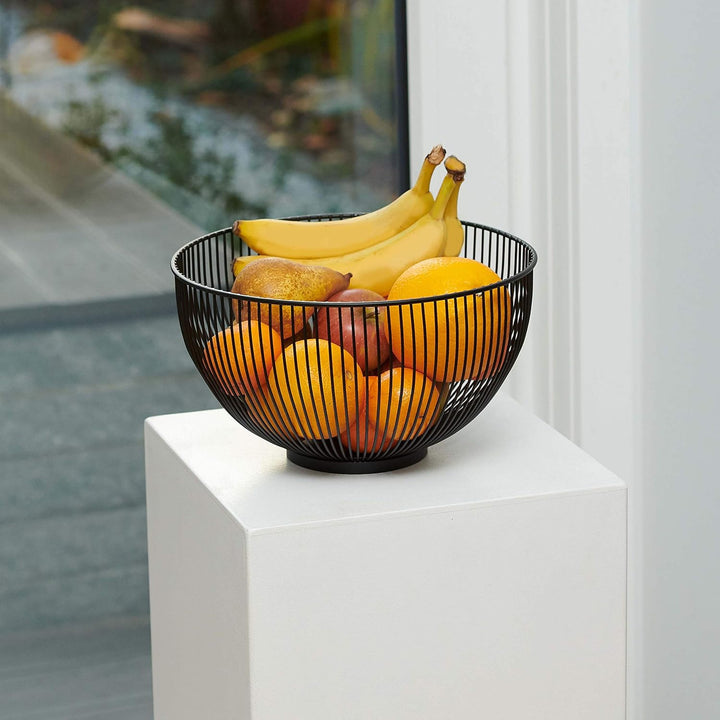 Moderne Obstschale // Metall // Rund, Schwarz // dekorativer Designer Obstkorb