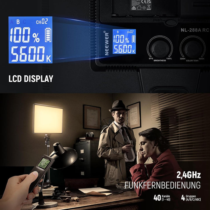 NEEWER 18" LED Videolicht Panel Set, Streaming licht mit 2 STK 45W Dimmbar Zweifarbig, mit Fernbedie