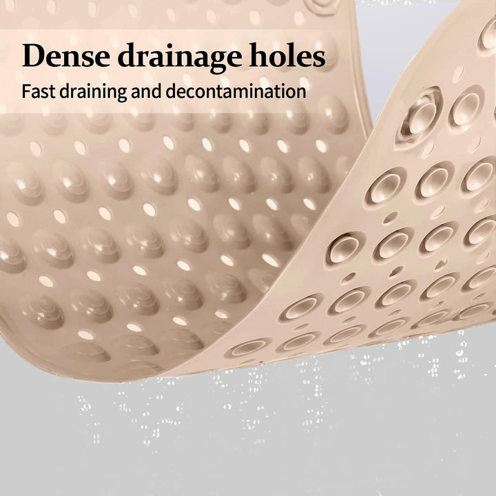 Duschmatte rutschfest 70x40cm,Antirutschmatte Dusche aus PVC,Beige | mit Saugnäpfen,mit Ablauflöcher