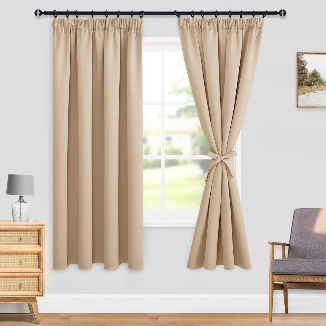 DWCN Vorhänge Blickdicht Gardine Verdunkelungsvorhang Gardinen mit kräuselband 2 set H183 x B167cm,