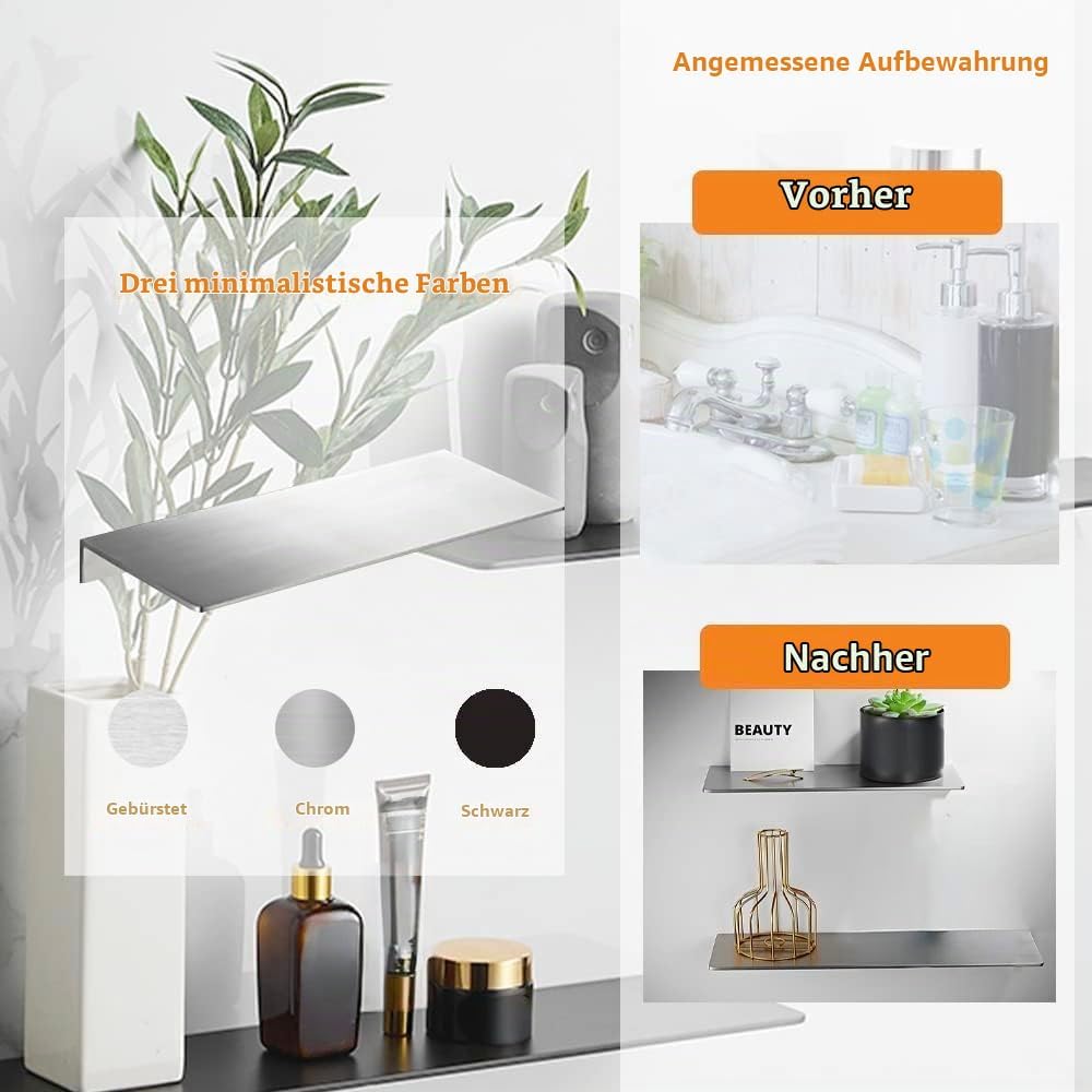 40CM Duschablage Ohne Bohren SUS304 Edelstahl Badablage Gebürstet Selbstklebende für Badezimmer Schl