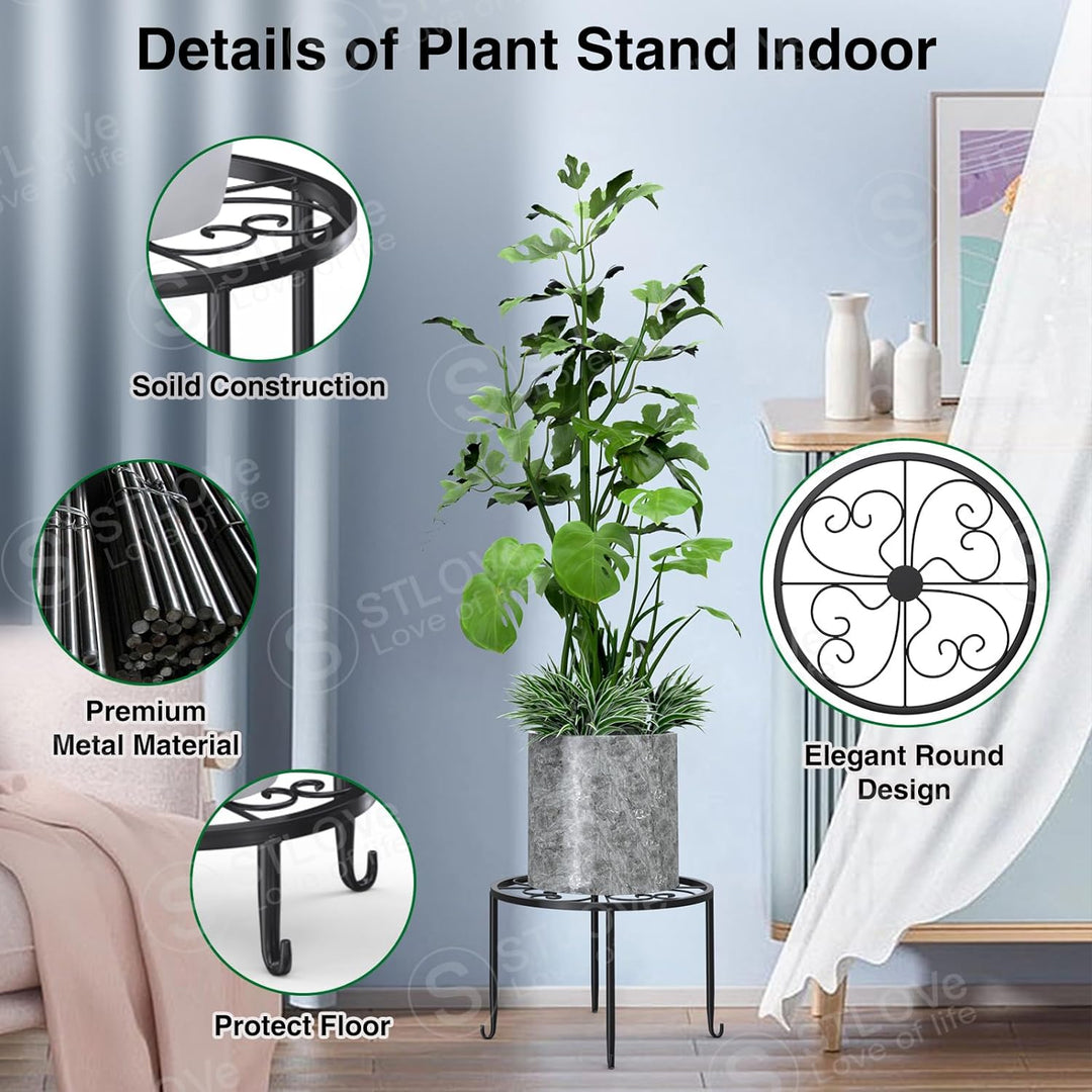 STLOVe® Blumenhocker, 5 Stück Pflanzenhocker Pflanzenständer Metall, Blumentopfständer Schwarz, Getr