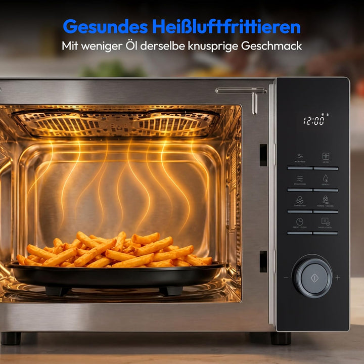 MEDION Mikrowelle mit Grill und Heissluftfritteusenfunktion (25 Liter, 900 Watt, 1.500 Watt Grill, 1