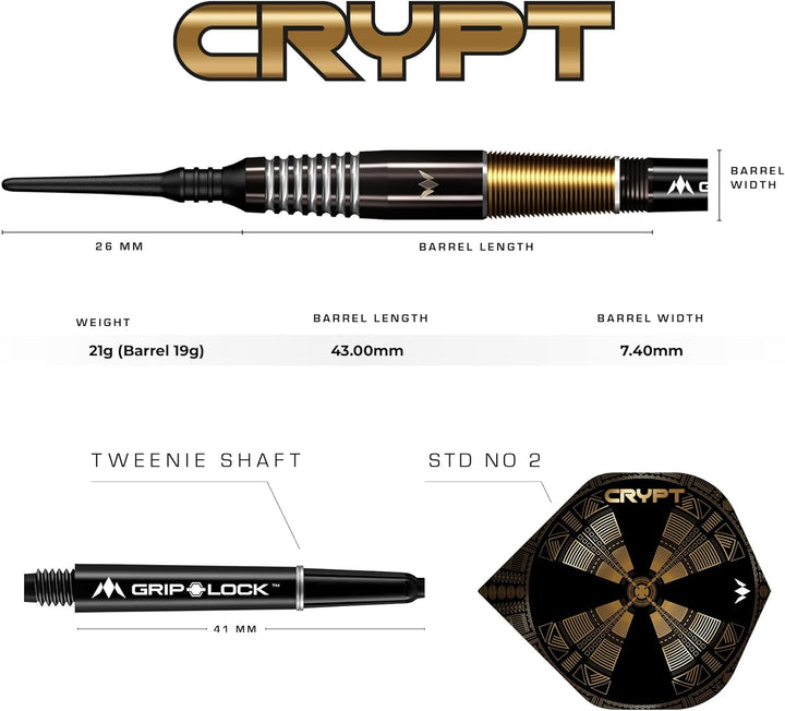 Mission Crypt Black & Gold PVD M2 90% Softdarts 21 Gramm