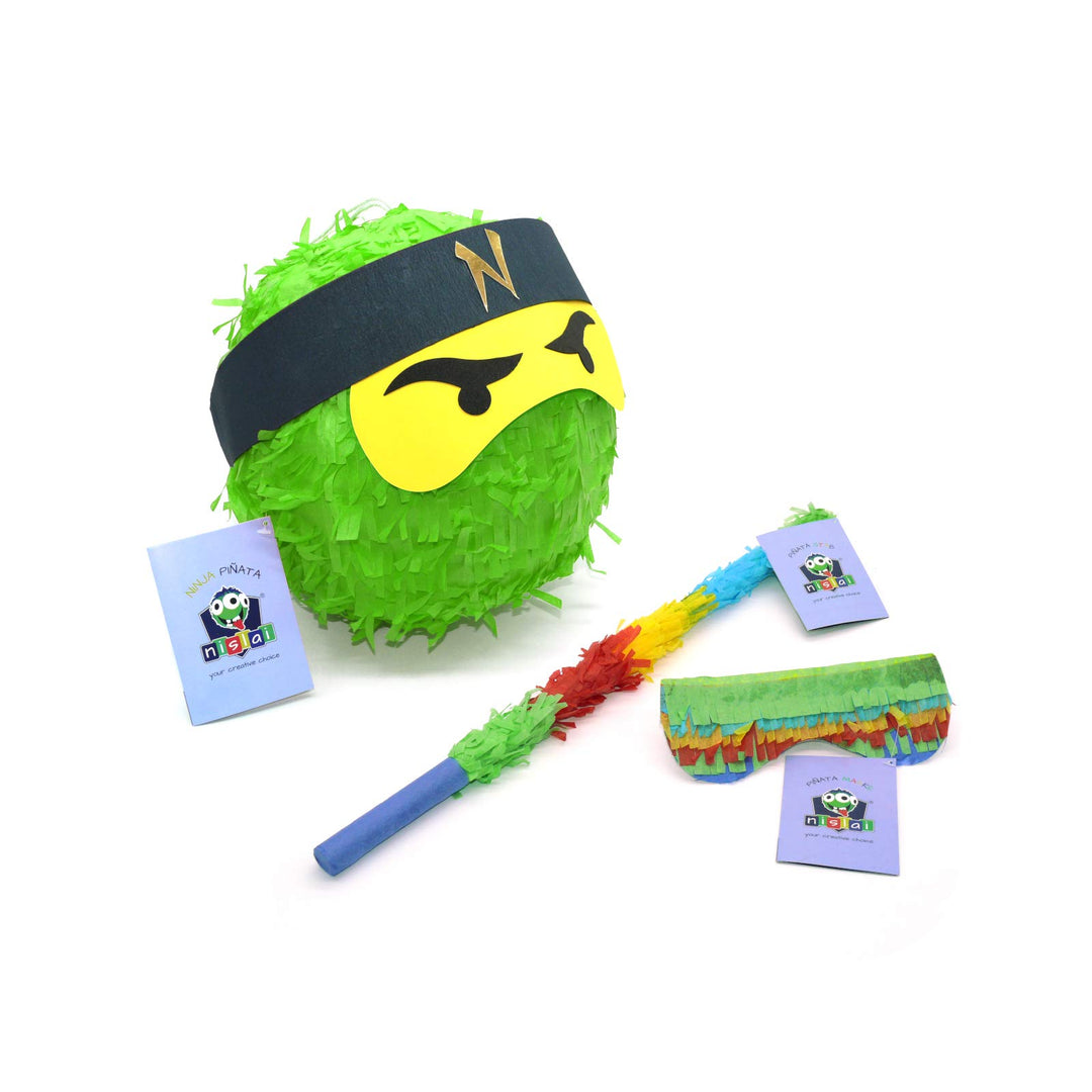 Ninja-Piñata-Set | ideal für die Ninja-Party | Geburtstagsgeschenk | Pinata zum Geburtstag | Stock u