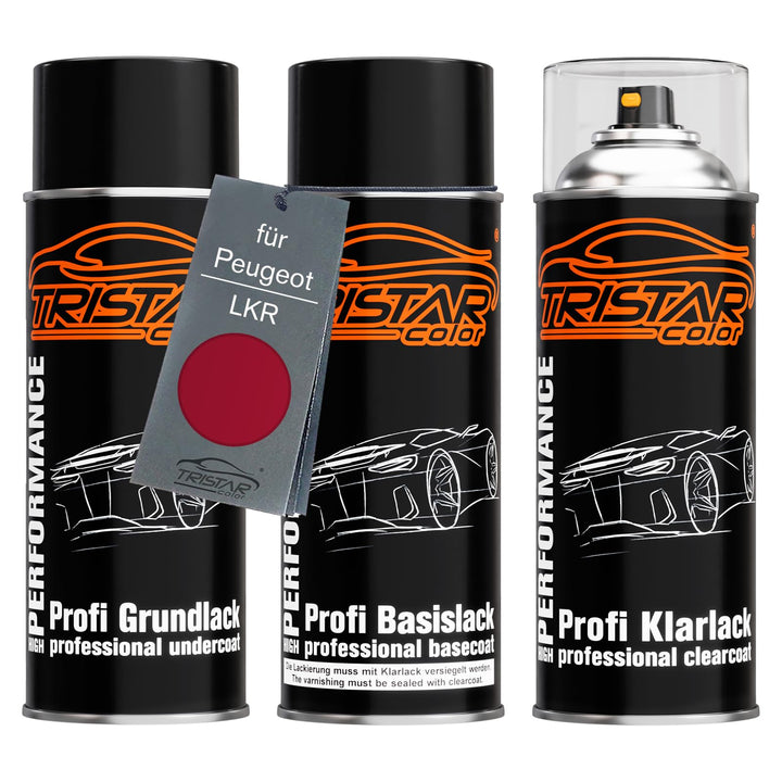 TRISTARcolor Autolack Spraydosen Set für Peugeot LKR Rouge Babylone Metallic/Babylon Rot Grundlack B