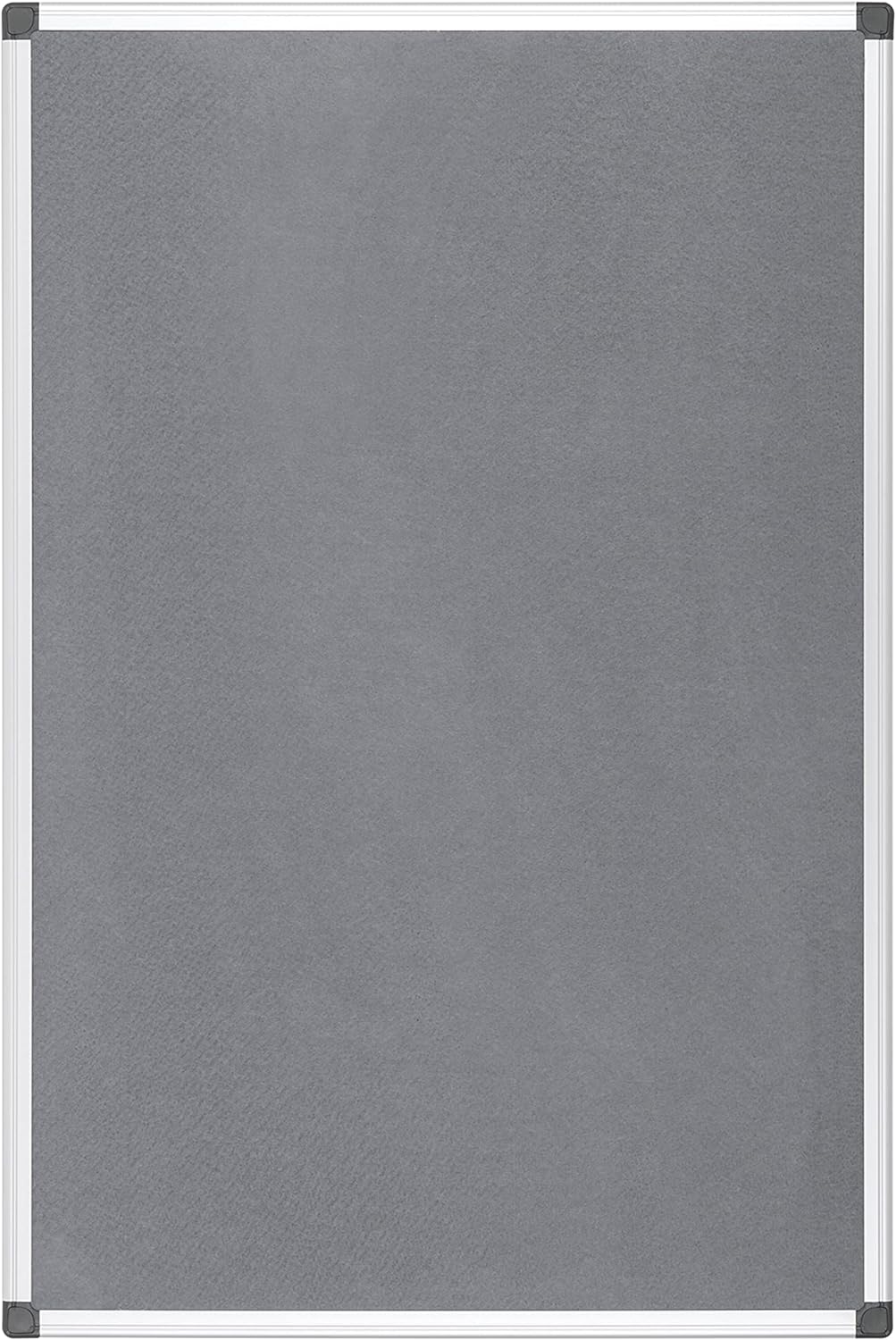 Bi-Office FA0342170 Pinnwand Maya, Filztafel Mit Aluminiumrahmen, Graue Filzoberfläche, 90 x 60 cm G