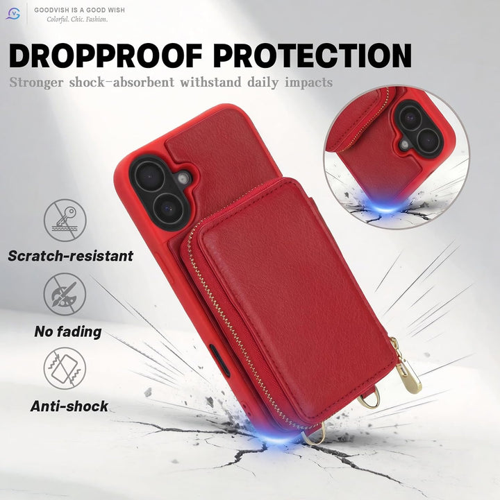 GOODVISH Handykette für iPhone 17 Hülle mit Band, Handytasche mit Kartenfach und Portemonnaie, Handy