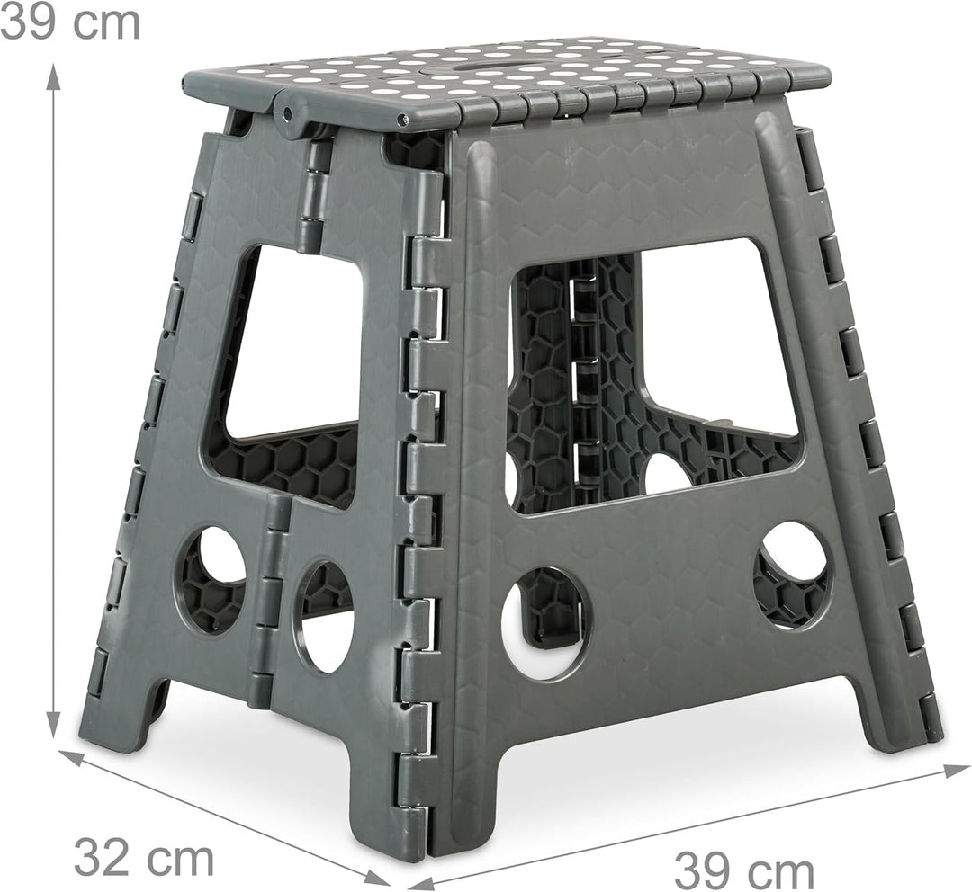 relaxdays Klapphocker faltbar, 2er Set, Camping Hocker, grosser Badhocker, bis 150 kg, Kunststoff, H