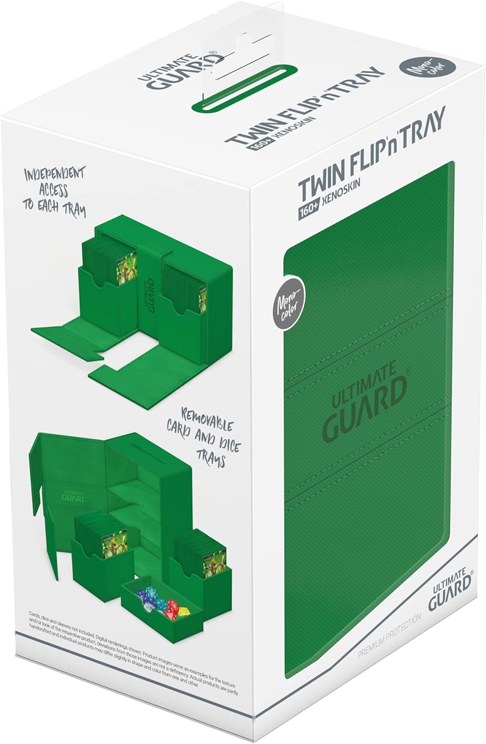 Ultimate Guard UGD011238 Twin Flip`n`Tray 160+ XenoSkin Monocolor Grün Kartenbox, Grün