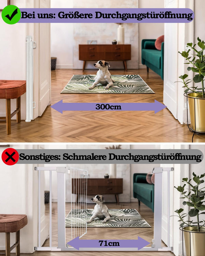 Treppenschutzgitter für Babys, 86 cm hoch, ausziehbar bis 300 cm breit, Kinderschutzgitter für Türen