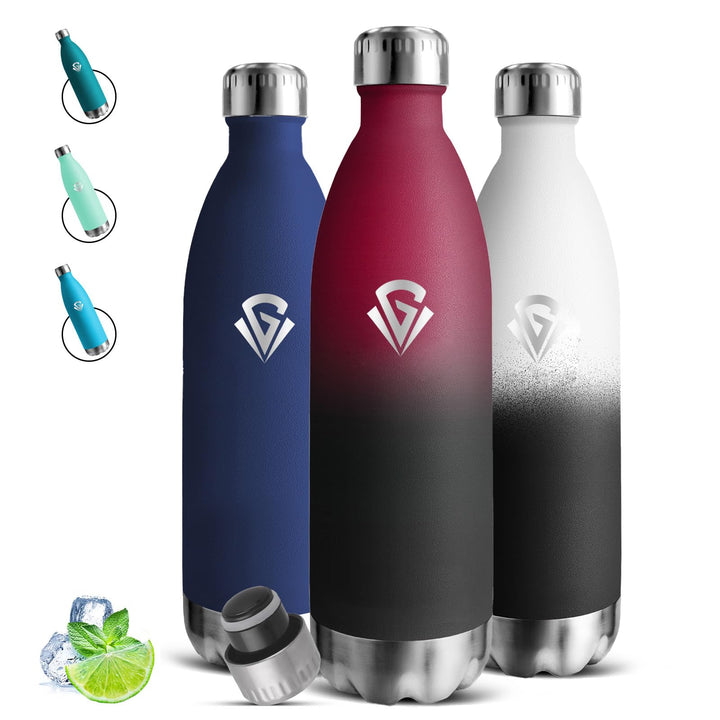 Edelstahl Trinkflasche 1l, Thermosflasche, BPA-Frei, Trinkflasche Auslaufsicher, 24h Kalt & 12h Warm