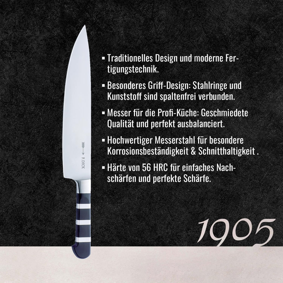 F. DICK Kochmesser, Küchenmesser, 1905 (Messer mit Klinge 26 cm, X50CrMoV15 Stahl, nichtrostend, 56°