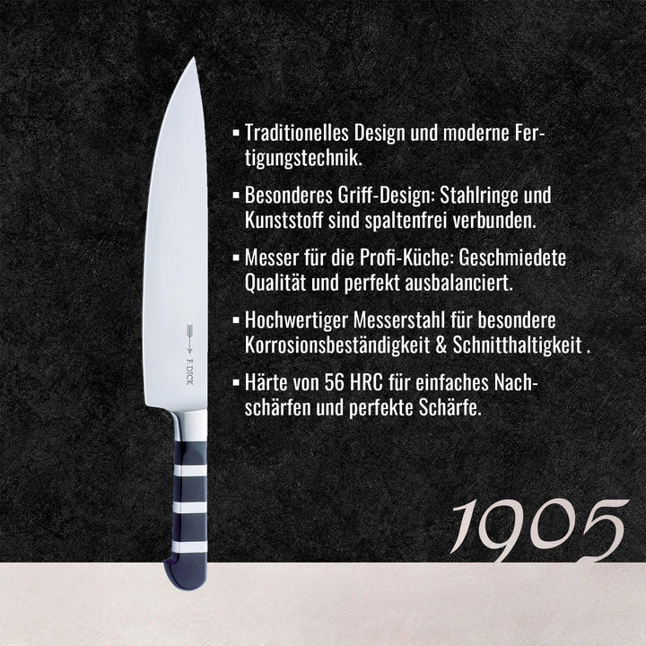 F. DICK Kochmesser, Küchenmesser, 1905 (Messer mit Klinge 26 cm, X50CrMoV15 Stahl, nichtrostend, 56°