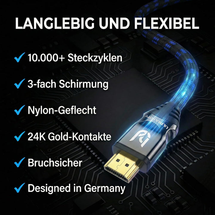 Ultra HDTV Premium 8K HDMI 2.1 Kabel 1,5m – Zertifiziert 48Gbps | 8K@60Hz 4K@120Hz | TV PS5 Xbox Sou