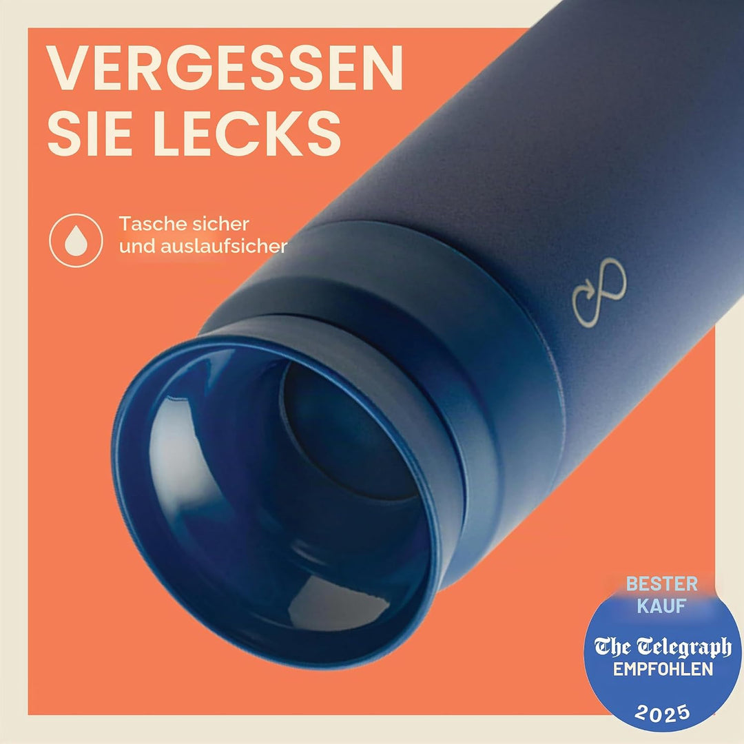 Ocean Bottle Brühflasche aus recyceltem Edelstahl, umweltfreundlich und wiederverwendbar, Ozeanblau,
