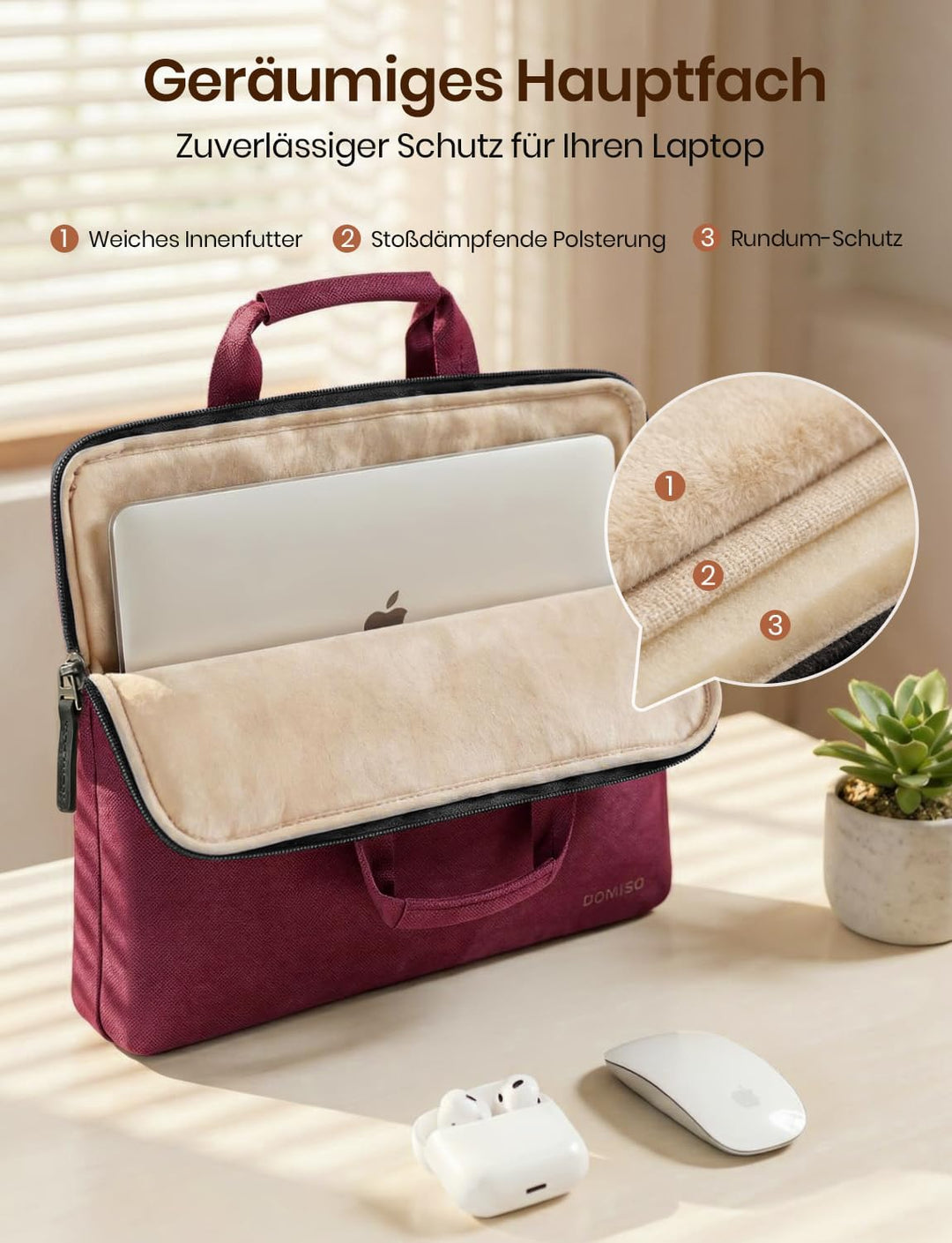 DOMISO 15-15,6 Zoll Wasserdicht Laptop Tasche Aktentasche Schultertasche Notebooktasche für 15.6" Le