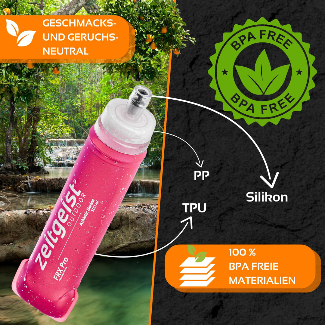 Soft Flask 500 ml FRX Pro (2er Set) Laufflasche TPU, BPA-frei, Faltflasche, faltbare Trinkflasche fü
