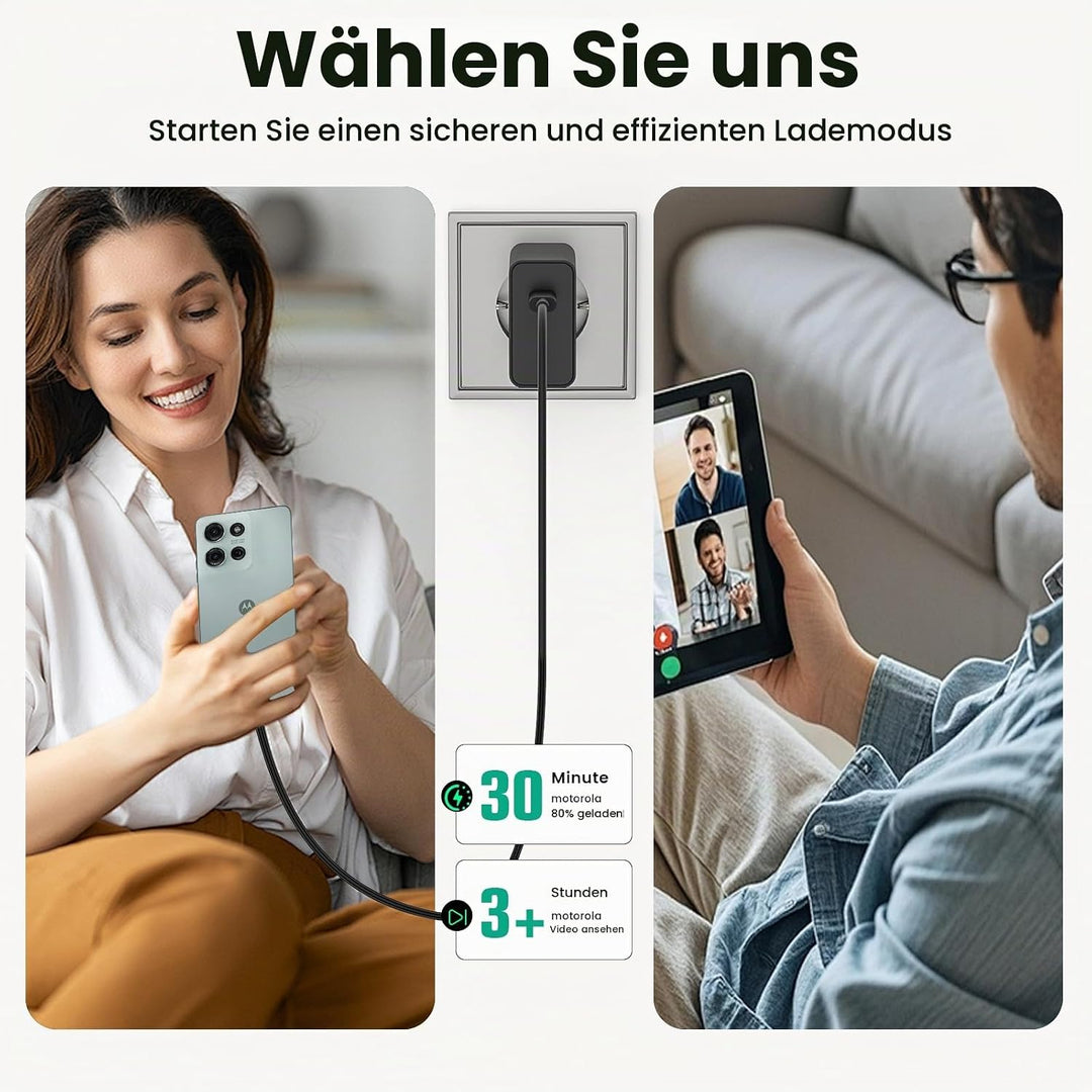 68W USB C Ladegerät Ladekabel für Motorola Edge 70, 60 Neo, 60 Pro, 50 Ultra, 50 Pro, 40 Neo, 40 Pro