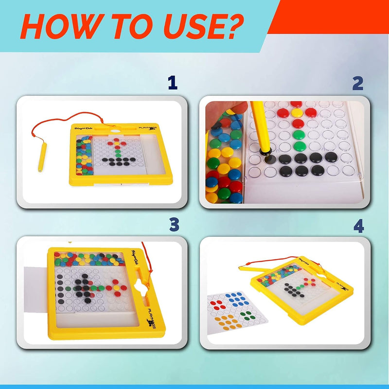 Playmags Magnetic Board für Kinder - Magnetische Doodle Dots Board mit Magnetstift - Magna Doodle mi
