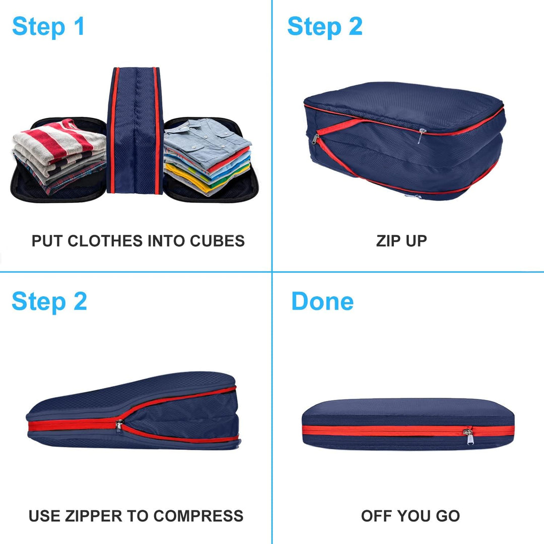Cinnani Koffer Organizer Set, 6-Teilig Compression Packing Cubes, Packtaschen mit Kompression Packwü
