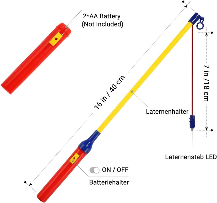 4 LED Laternenstab Electric 40cm für St Martin, Elektronischer Lantern Rods Stab Laternenumzüge Hall