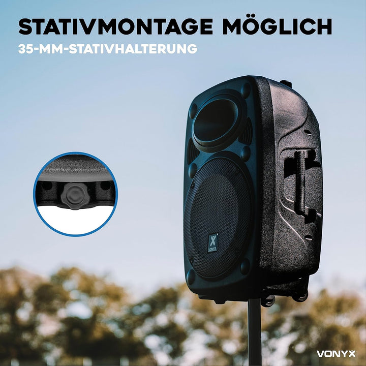 Vonyx Verve46 - Partybox Bluetooth Lautsprecher Gross, 15 Zoll, 1000 Watt, Mobile Akku PA Anlage, Ka
