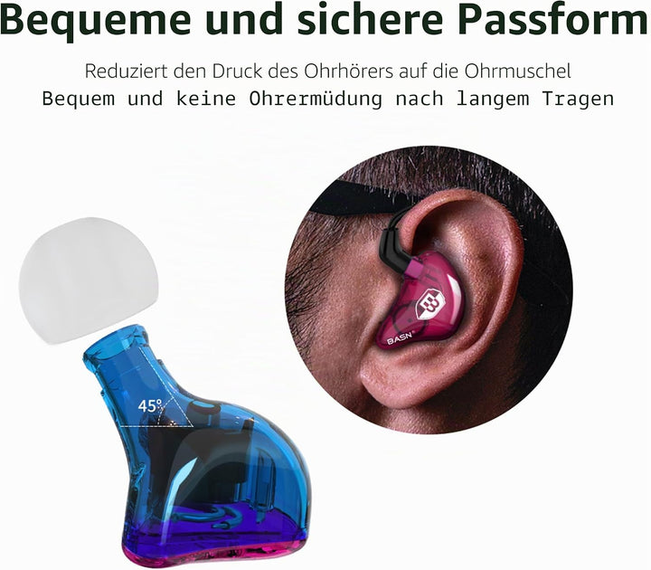 BASN Bsinger In-Ear-Monitore Geräuschisolierende Kopfhörer, Dual-dynamische Treiber High Definition