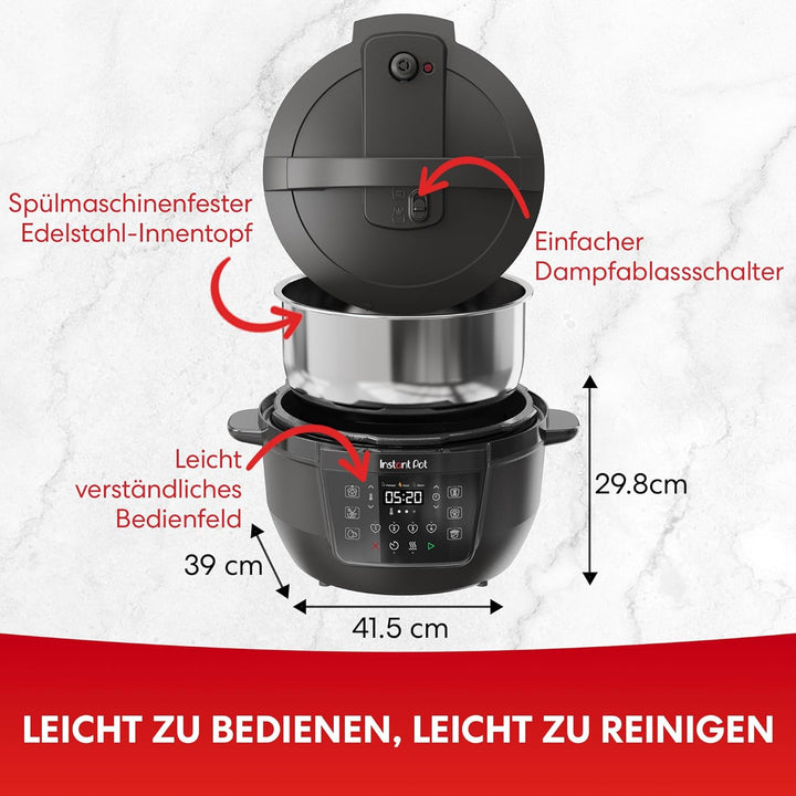 Instant Pot Multikocher XL 7.1L 7-in-1 Smart Cooker - Schnellkochtopf, Schongarer, Reiskocher, Sauti