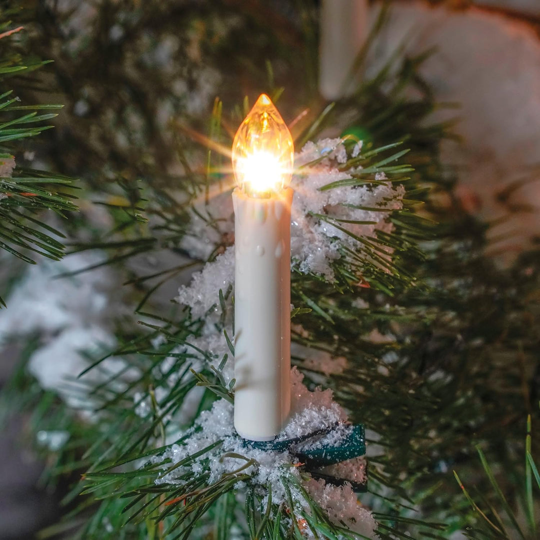 Esotec Solar Weihnachtsbaum Lichterkette, 10m, 20 LED Kerzen, warmweiss, klemmbar, LiFePo4 Akku, Zul
