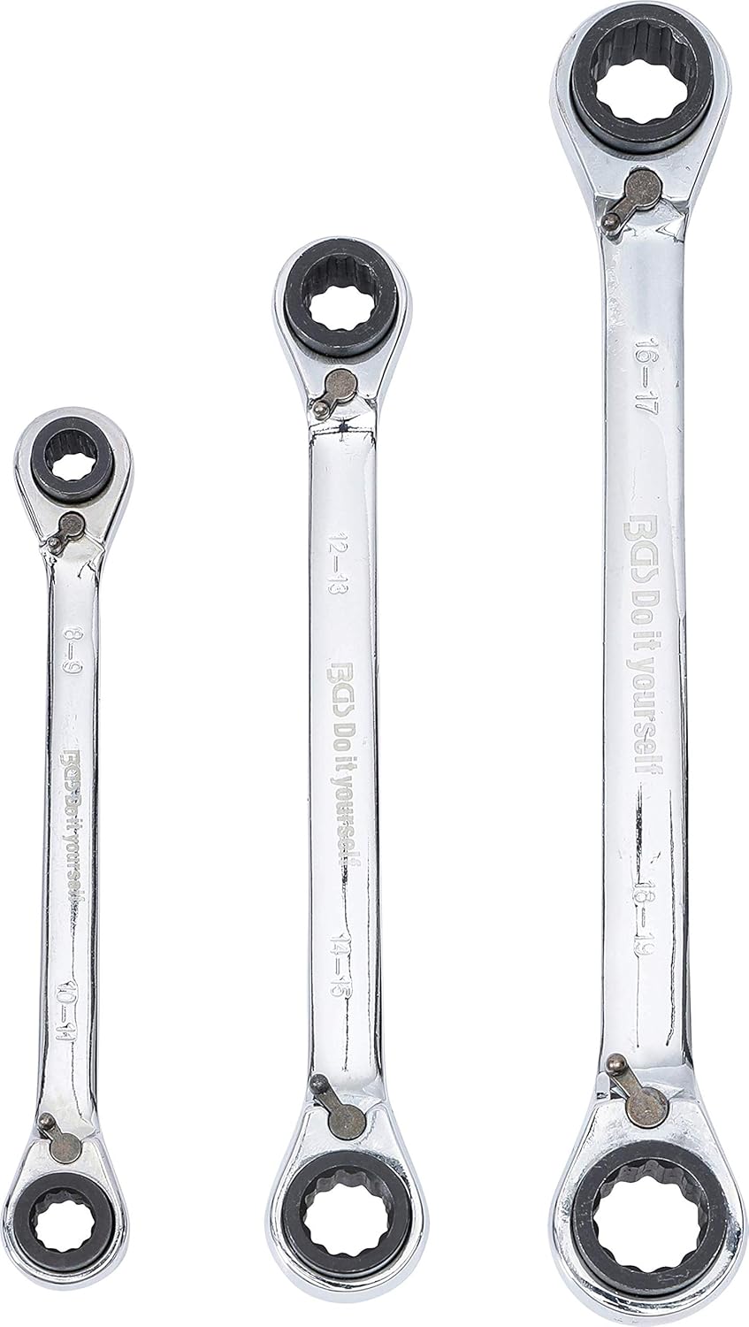 BGS Diy 6837 | Ratschen-Ringschlüssel-Satz | 4-in-1 | SW 8 x 9-18 x 19 mm