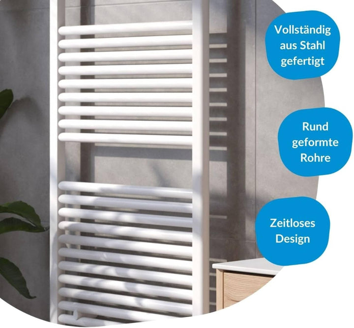 Badheizkörper Cole Weiss 60x120 cm 701W - Design Heizkörper Handtuchwärmer Handtuchtrockner Handtuch