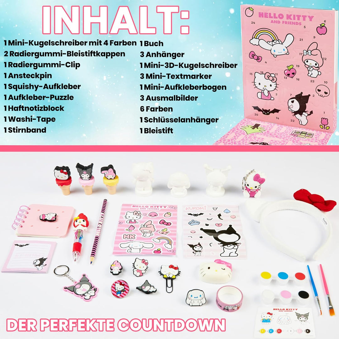 Get Trend Hello Kitty Sanrio Adventskalender 2025 Kinder Weihnachtskalender mit 24 Türchen & Geschen