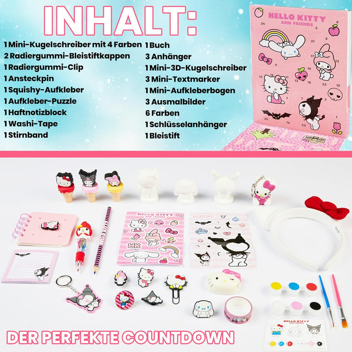 Get Trend Hello Kitty Sanrio Adventskalender 2025 Kinder Weihnachtskalender mit 24 Türchen & Geschen