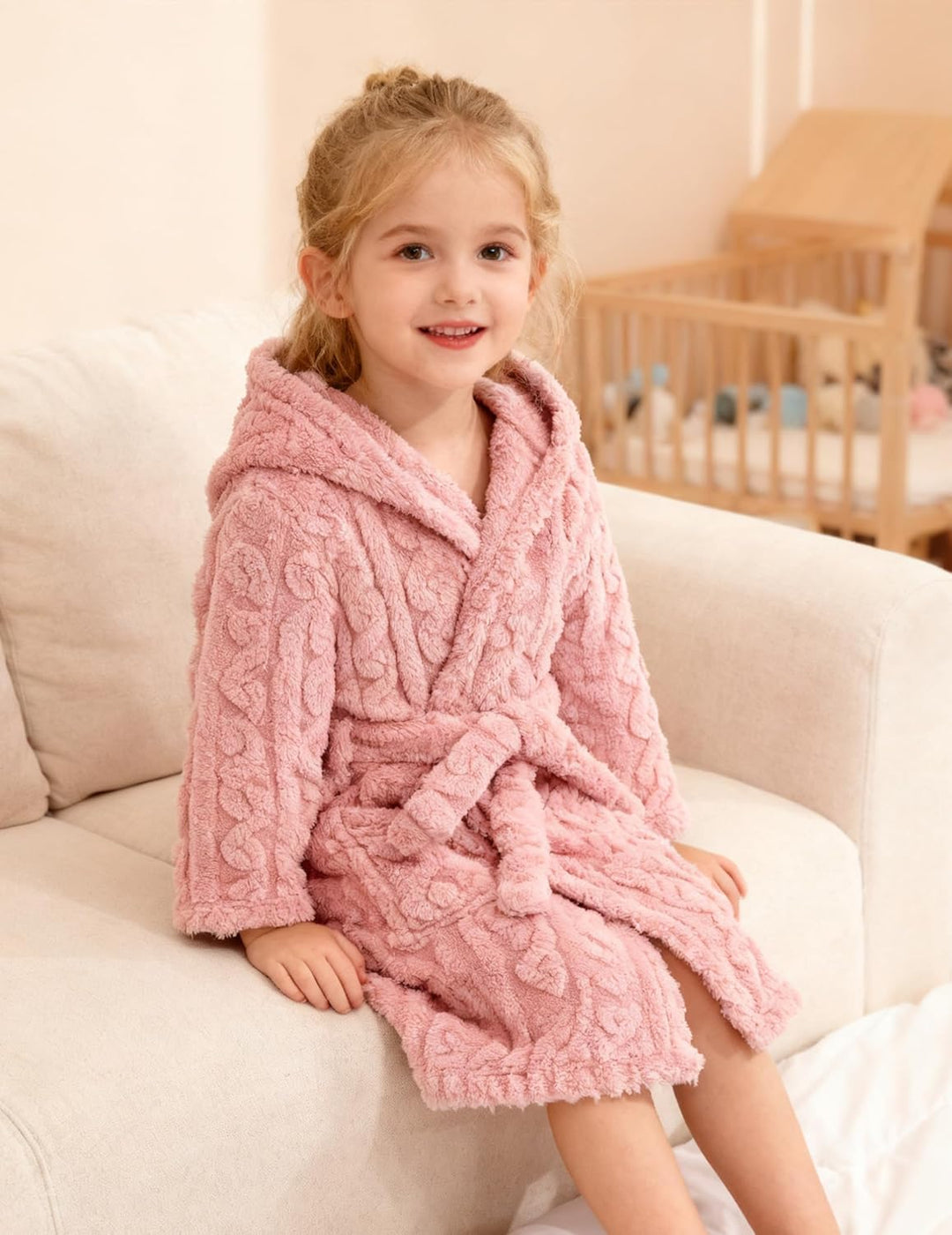 JiAmy Mädchen Bademantel Kapuzen Fleece Warmes Weiches Kinder Badekleid Fuzzy Frottee-Robe 4-14 Jahr