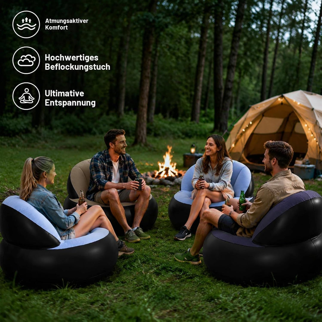 Aufblasbares Sofa, Wasserdichtes Aufblasbarer Sessel, Luftsofa mit Fusspumpe, Aufblasbare Couch mit