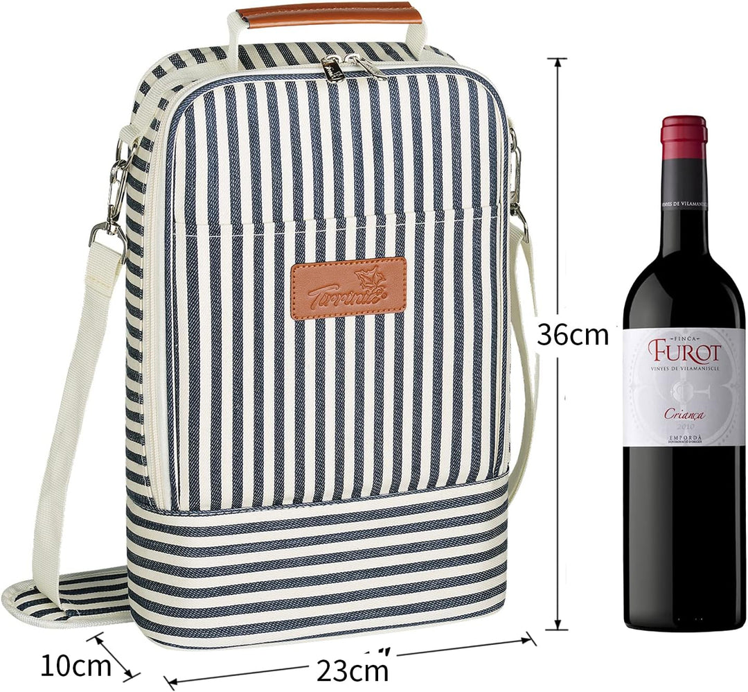 Kato Tirrinia Klein Kühltasche Rucksack Weintasche für Flaschen, Flaschentasche 2 Flaschen Flaschenk