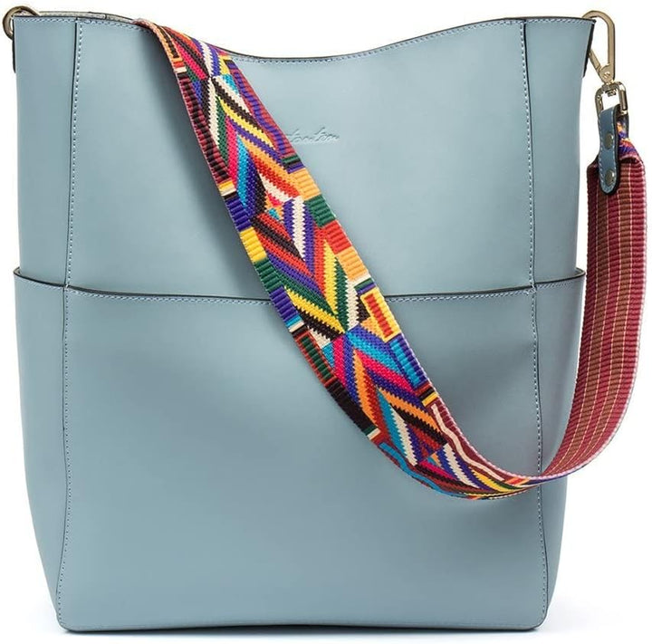 BOSTANTEN Leder Damen Handtasche Schultertasche Umhängetasche Designer Tasche Gross Hellblau, Hellbl