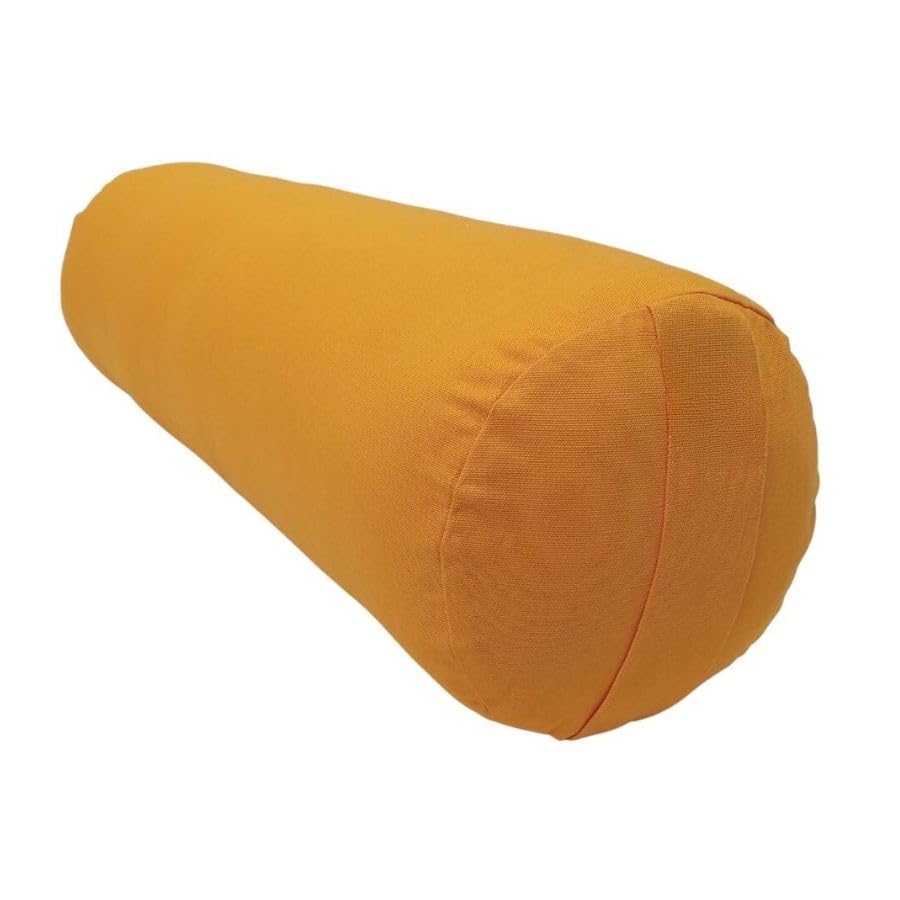 Yoga-Bolster, zylindrisch, Baumwolle und Kapok, Bio, 65 x 21 cm Orange / Safran, Orange / Safran