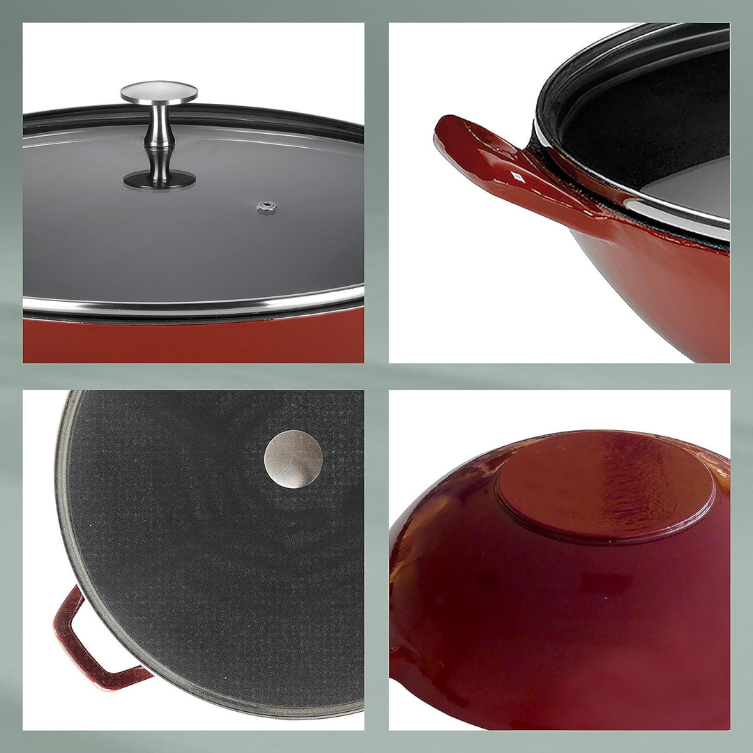 Kela Wok Calido Gusseisen rot 10cm 36cmØ 4l, 36 cm, Rot