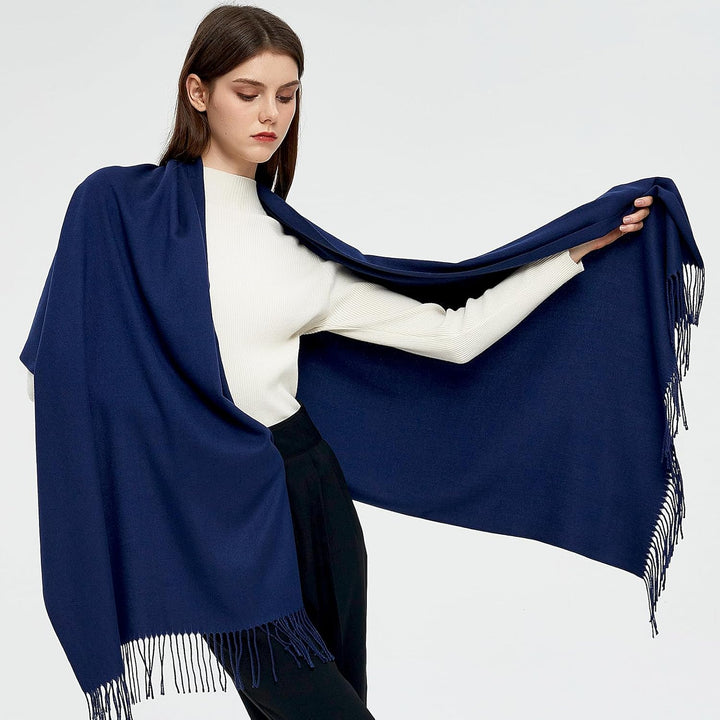 Pashmina Schals und Wraps Schals für Damen Hochzeit Party Winter Warme Lange Solid Color Marine, Mar