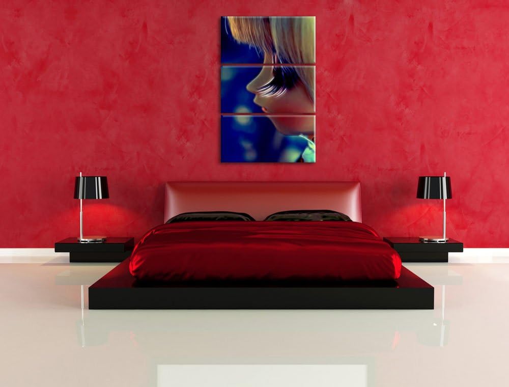 Pullip-Püppchen mit sehr langen Wimpern NewArt 3-Teiler Leinwandbild 120x80 Bild auf Leinwand, XXL r