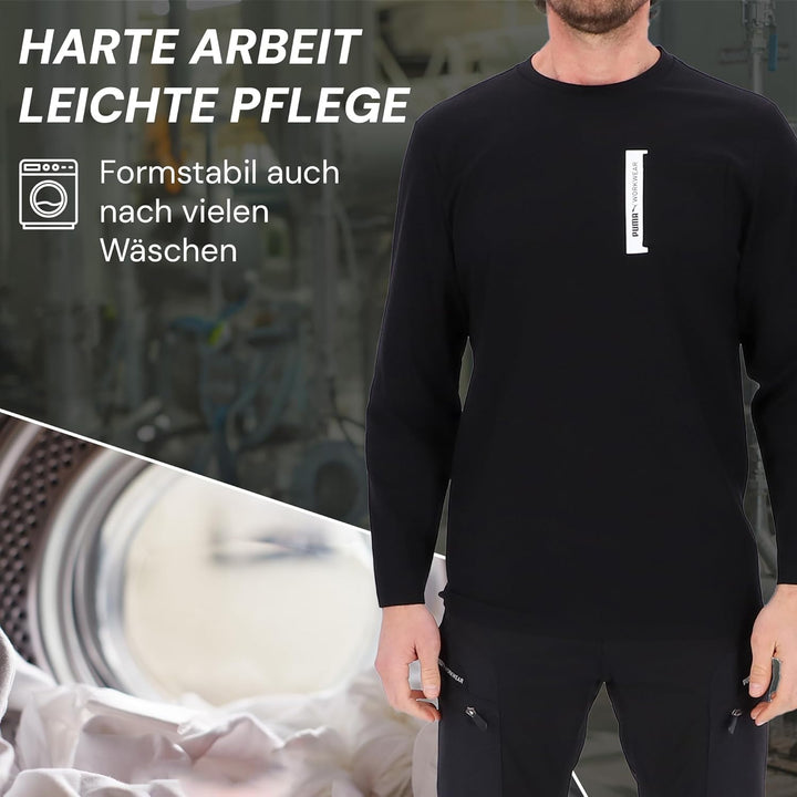 PUMA Workwear Advanced Kollektion - Longsleeve Herren Pullover - Brusttasche und Utility Fach an der
