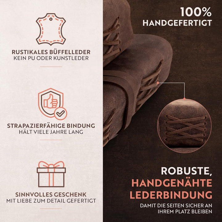 Leder-Tagebuch für Herren, handgefertigtes Vintage-Leder-Tagebuch für Frauen, Herren-Tagebuch zum Sc