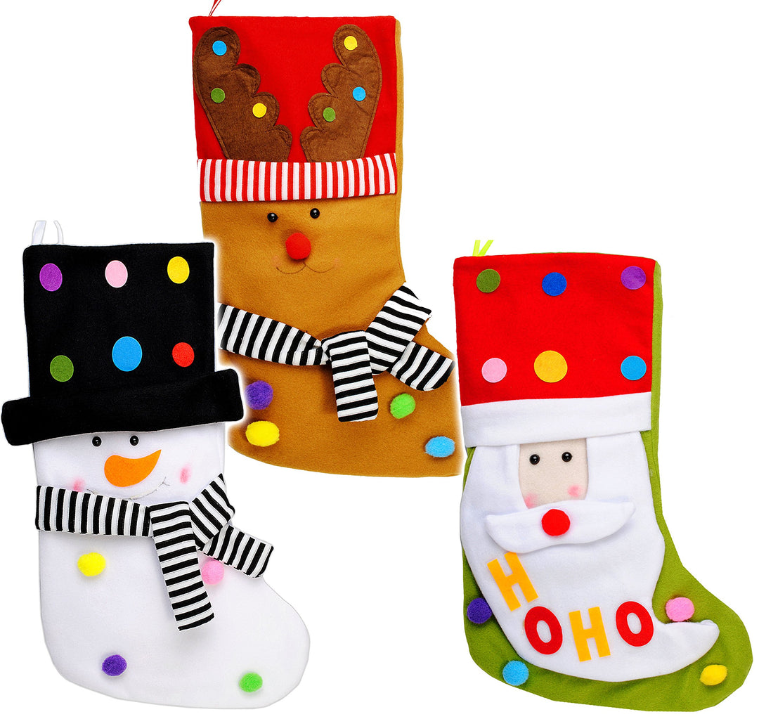 5 Stück XL - Weihnachtssocken & Filzstrümpfe - 3-D Effekt - Weihnachten - 50 cm - Nikolausstiefel -