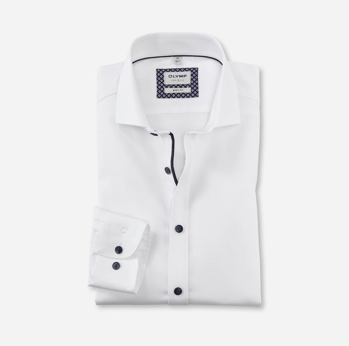 OLYMP Level Five Body fit Hemd Langarm Stretch Twill weiss 37 Weiã, 37 Weiã