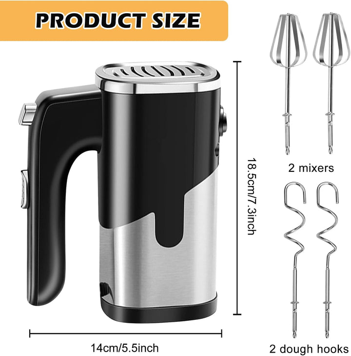 Handmixer Elektrischer 800W 5 Geschwindigkeiten, Handrührgerät Mixer Handrührer Küchenmixer Schneebe