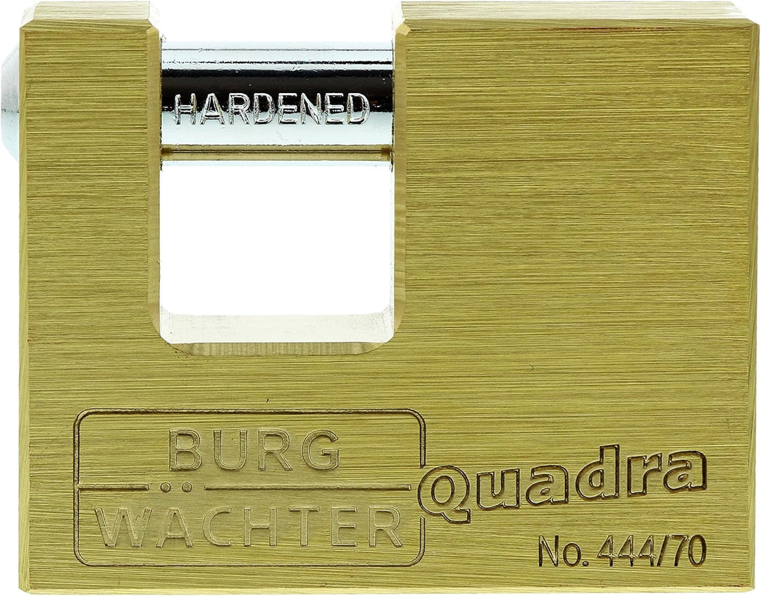 Burg Wächter Bügelschloss 444 70 Quadra Zylinder-Vorhangschloss , messing, 12,0 x 22,0 x 16,5 mm