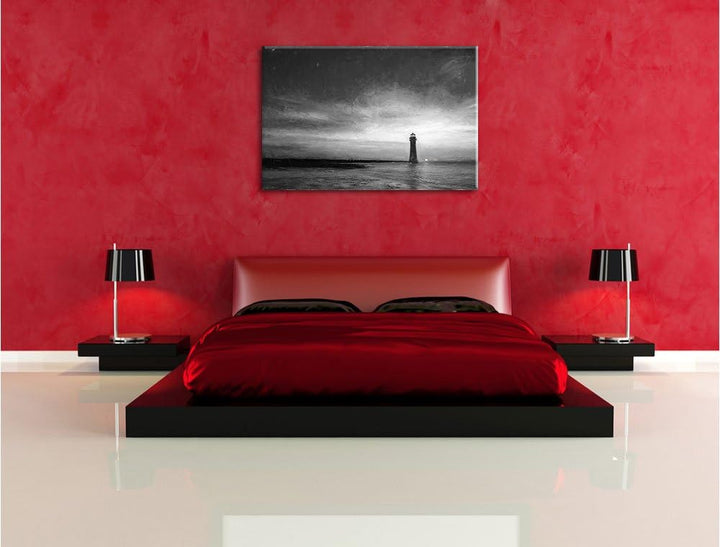 Pixxprint Leuchtturm im Sonnenuntergang als Leinwandbild/Grösse: 100x70 cm/Wandbild/Kunstdruck/ferti