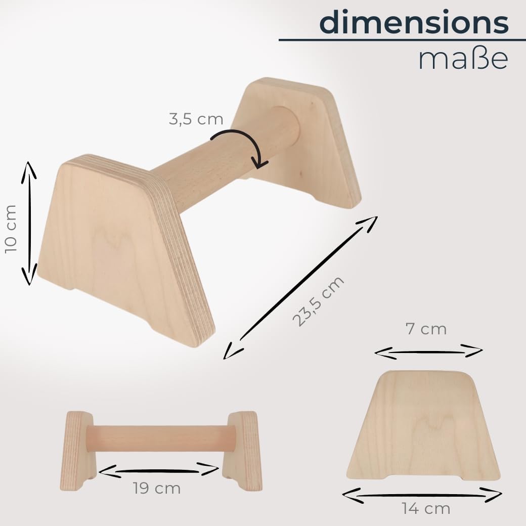 Push-Up Handles – Ergonomische Liegestützgriffe aus Holz für Calisthenics, Krafttraining & Yoga, sta